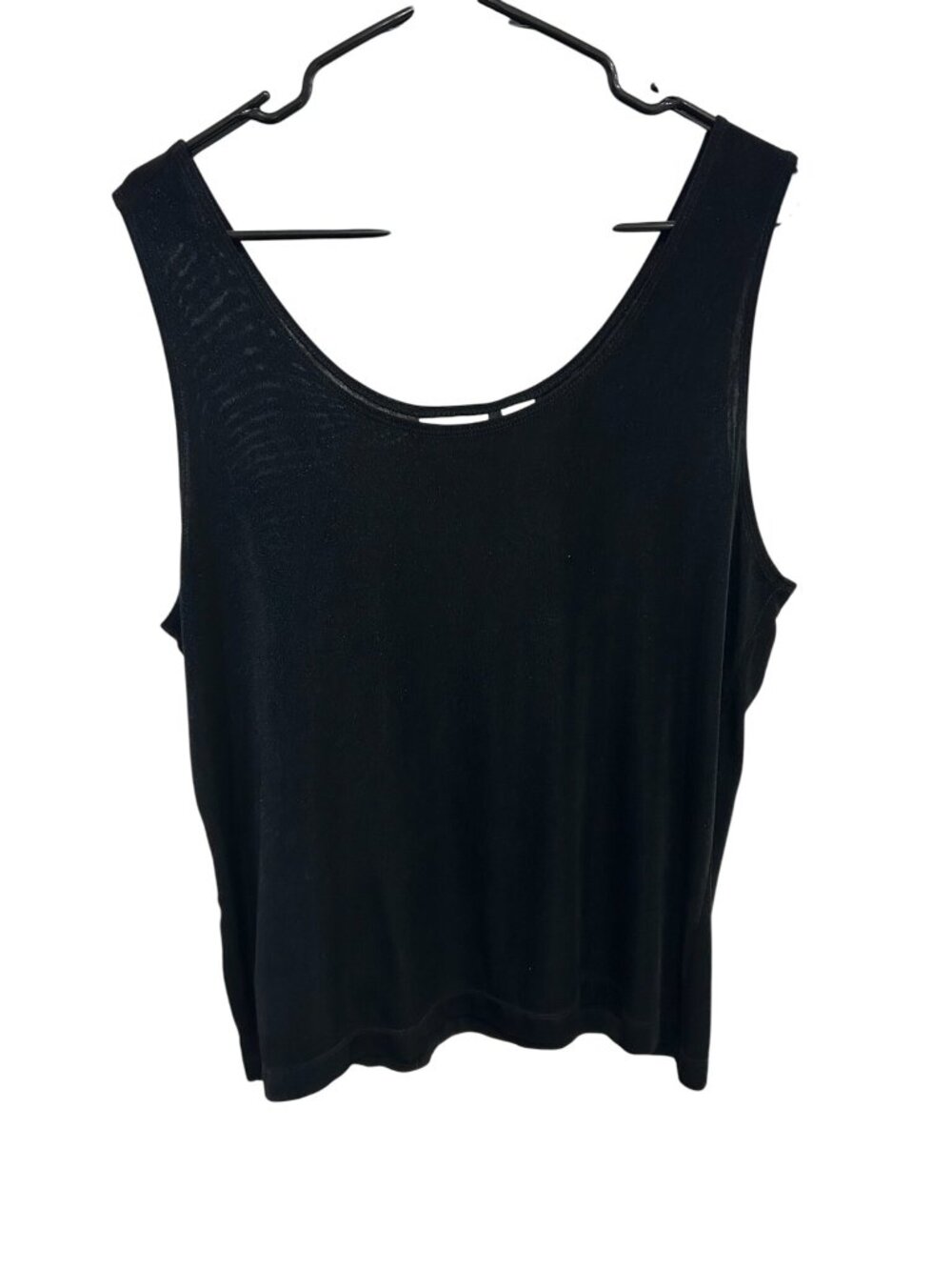Chicos XL Black Sleeveless Acetate Blend Scoop Neck Tank Top Versatile Classic